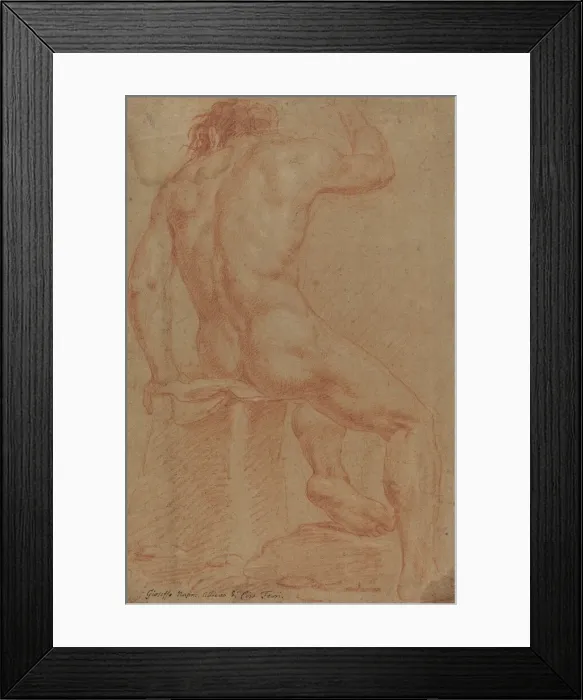 Framed Print : Nude Male Figure [recto], 17th century. Creator: Unknown