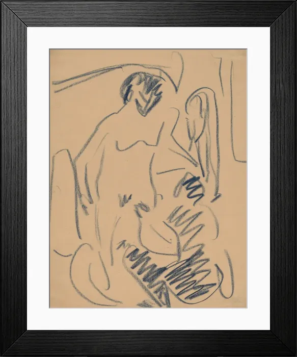 Framed Print : Nude on the Beach, 1910. Creator: Ernst Kirchner Framed Print : Nude on the Beach, 1910. Creator: Ernst Kirchner