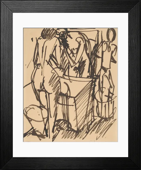 Framed Print : Nude with a Mirror, Standing Before a Washstand, 1908-1910. Creator: Ernst Kirchner Framed Print : Nude with a Mirror, Standing Before a Washstand, 1908-1910. Creator: Ernst Kirchner