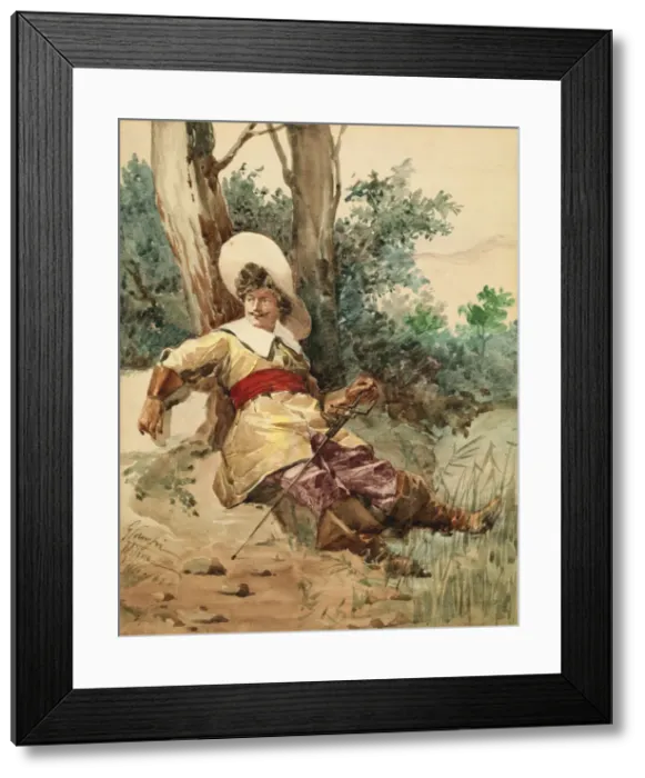 Framed Print : Resting Musketeer, n. d. Creator: G. Camfri Framed Print : Resting Musketeer, n. d. Creator: G. Camfri
