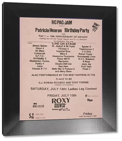Flier for Patricia Hearon Birthday Party'designed by Van Silk, July 13 1984