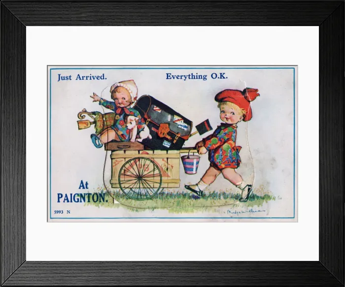 Framed Print : Just Arrived at Paignton, Everything O. K. 1933. Creator: Madge Williams Framed Print : Just Arrived at Paignton, Everything O. K. 1933. Creator: Madge Williams
