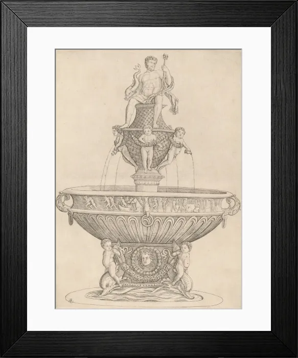 Framed Print : Fountain with Statue of Neptune, c. 1480 / 1485. Creator: Zoan Andrea Framed Print : Fountain with Statue of Neptune, c. 1480 / 1485. Creator: Zoan Andrea