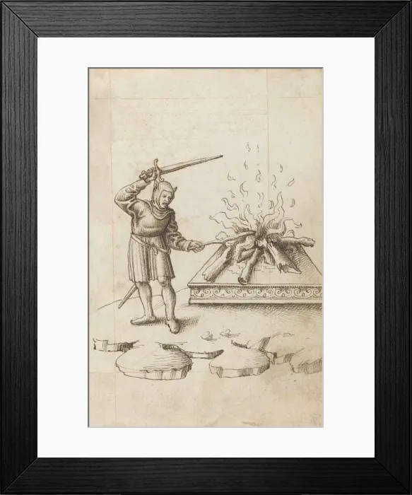 Framed Print : Do Not Poke the Fire with a Sword [fol. 20 recto], c. 1512  /  1515. Creator: Unknown
