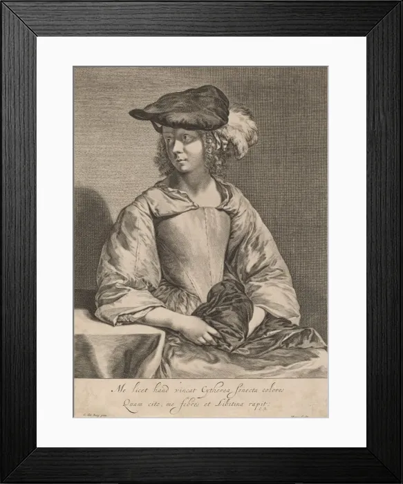 Framed Print : Girl in a Plumed Hat. Creator: Hendrick Bary Framed Print : Girl in a Plumed Hat. Creator: Hendrick Bary