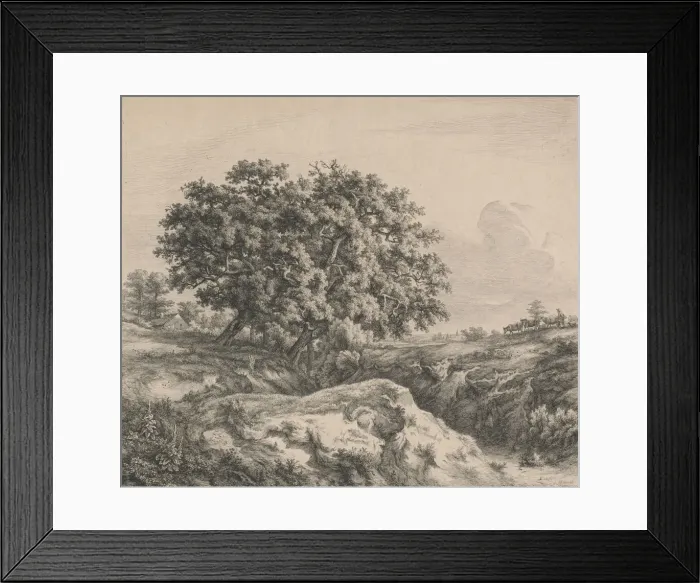 Framed Print : Le chene au ravin (Oak Tree by a Ravine), 1845. Creator: Eugene Blery Framed Print : Le chene au ravin (Oak Tree by a Ravine), 1845. Creator: Eugene Blery
