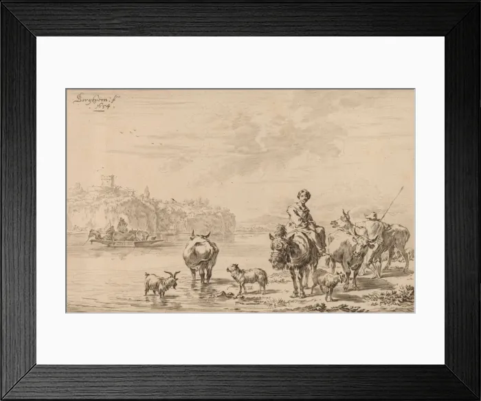 Framed Print : Woman Seated on a Mule, 1769. Creator: Johannes Kornlein Framed Print : Woman Seated on a Mule, 1769. Creator: Johannes Kornlein