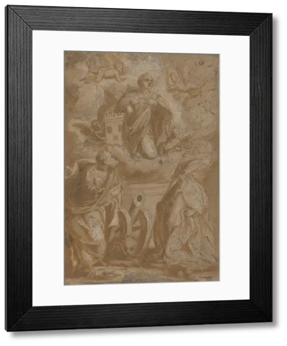 Framed Print : Saint Barbara in Glory with Saints Nicholas and Jerome, second half 16th century Framed Print : Saint Barbara in Glory with Saints Nicholas and Jerome, second half 16th century