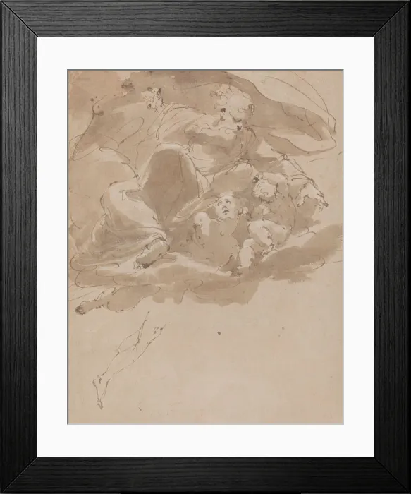 Framed Print : God the Father with Angels, 17th century. Creator: Unknown Framed Print : God the Father with Angels, 17th century. Creator: Unknown
