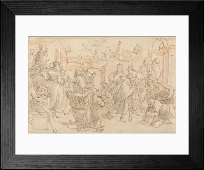 Framed Print : Joseph and His Brother in Egypt [verso], 17th century. Creator: Unknown
