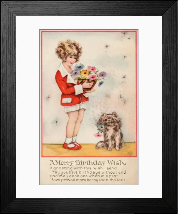 Framed Print : A Merry Birthday Wish, c1932. Creator: Unknown Framed Print : A Merry Birthday Wish, c1932. Creator: Unknown