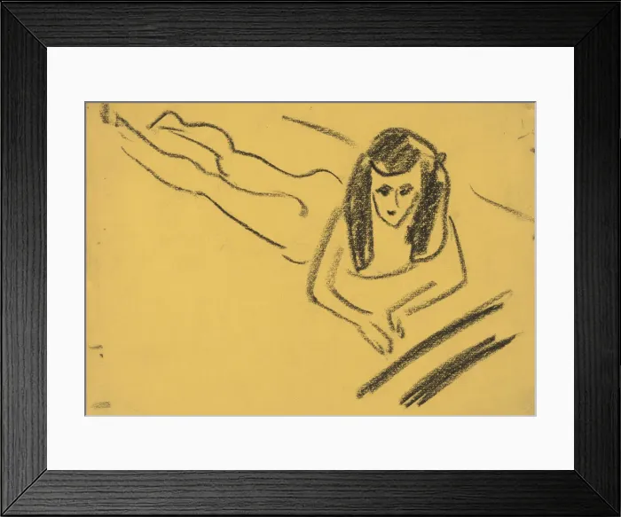 Framed Print : Franzi Reclining, 1910. Creator: Ernst Kirchner Framed Print : Franzi Reclining, 1910. Creator: Ernst Kirchner