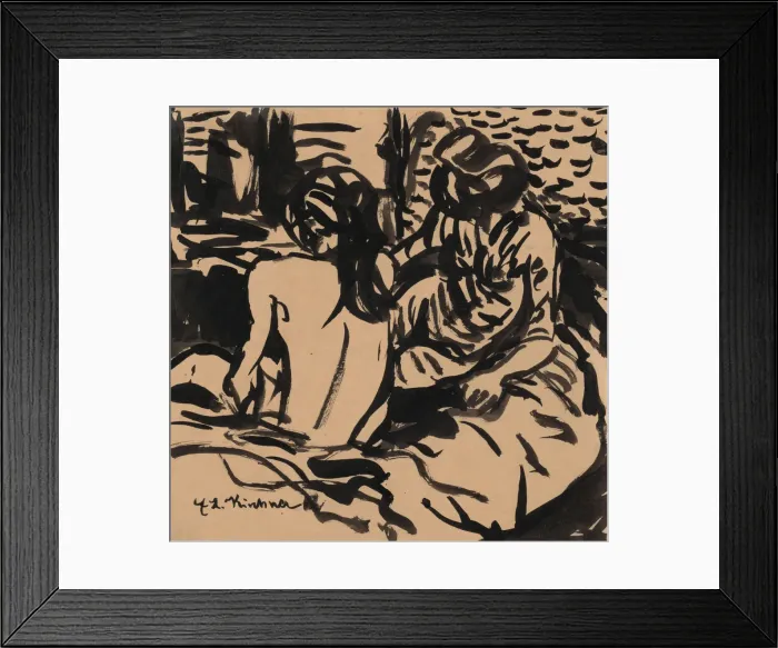 Framed Print : Two Nudes on a Bed (Isabella and a Younger Girl), c. 1906. Creator: Ernst Kirchner Framed Print : Two Nudes on a Bed (Isabella and a Younger Girl), c. 1906. Creator: Ernst Kirchner