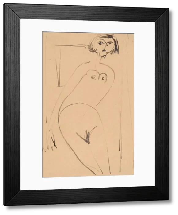 Framed Print : Nude, early 20th century, Creator: Ernst Kirchner Framed Print : Nude, early 20th century, Creator: Ernst Kirchner