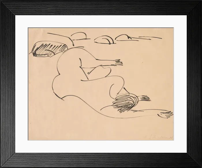 Framed Print : Erna Lying on the Beach among Rocks, 1912. Creator: Ernst Kirchner Framed Print : Erna Lying on the Beach among Rocks, 1912. Creator: Ernst Kirchner