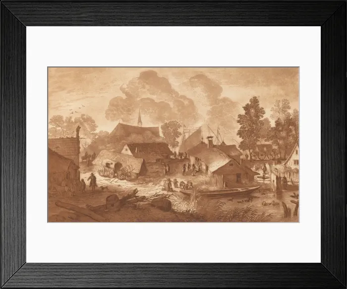 Framed Print : Village with Pond, c. 1782. Creator: Cornelis Brouwer Framed Print : Village with Pond, c. 1782. Creator: Cornelis Brouwer
