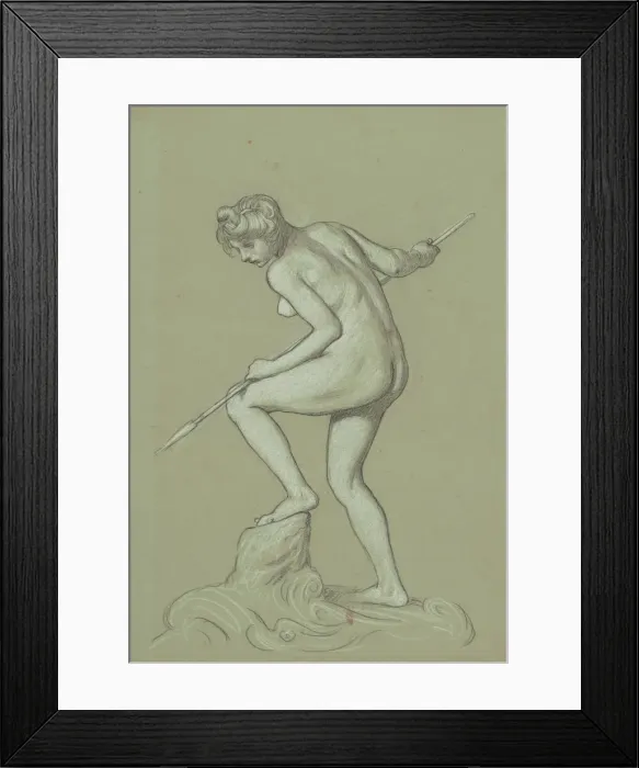 Framed Print : Girl Spearing Dolphin, c. 1900. Creator: Elihu Vedder Framed Print : Girl Spearing Dolphin, c. 1900. Creator: Elihu Vedder
