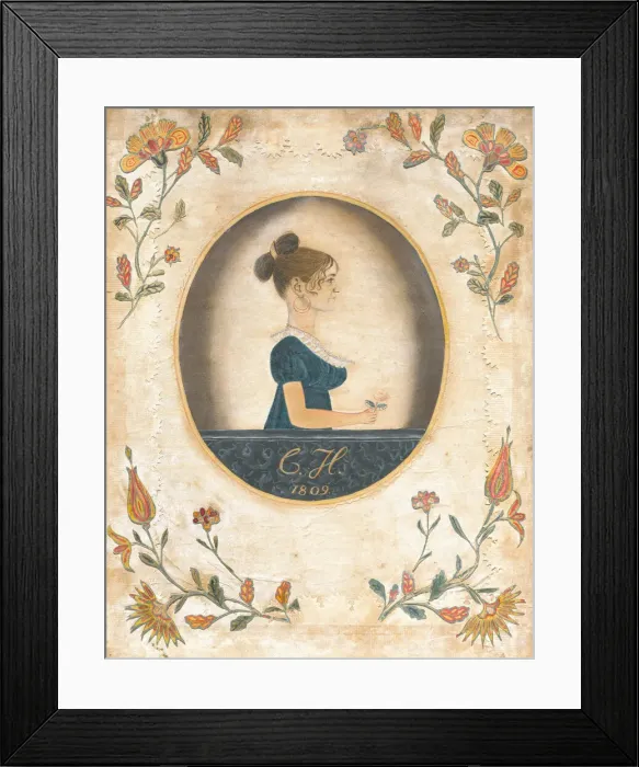 Framed Print : Woman Holding a Rose, 1809. Creator: Unknown Framed Print : Woman Holding a Rose, 1809. Creator: Unknown
