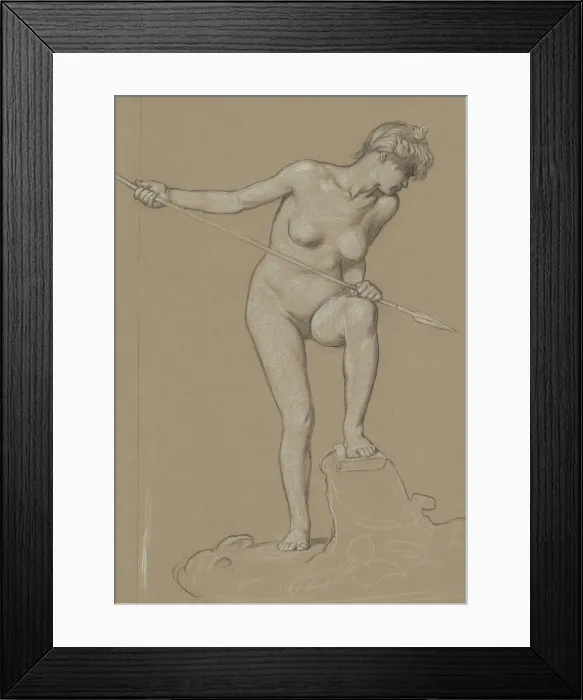 Framed Print : Girl Spearing Dolphin, c. 1900. Creator: Elihu Vedder Framed Print : Girl Spearing Dolphin, c. 1900. Creator: Elihu Vedder
