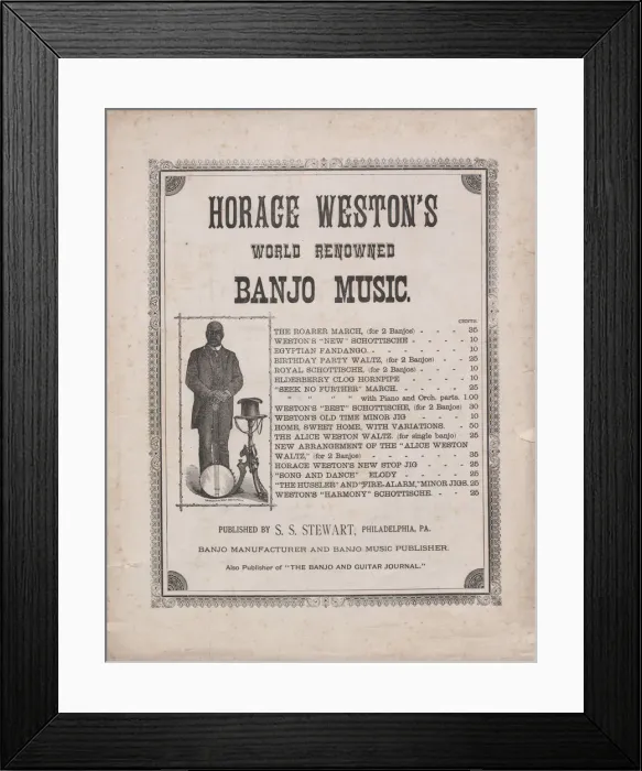 Framed Print : Horace Westons World Renowned Banjo Music, 1883. Creator: Unknown Framed Print : Horace Westons World Renowned Banjo Music, 1883. Creator: Unknown