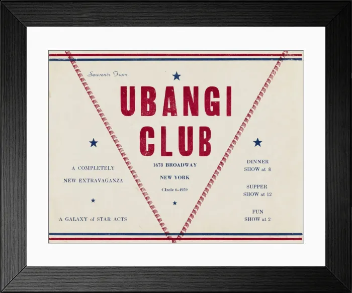 Framed Print : Photograph folder from the Ubangi Club, ca. 1942. Creator: Unknown Framed Print : Photograph folder from the Ubangi Club, ca. 1942. Creator: Unknown