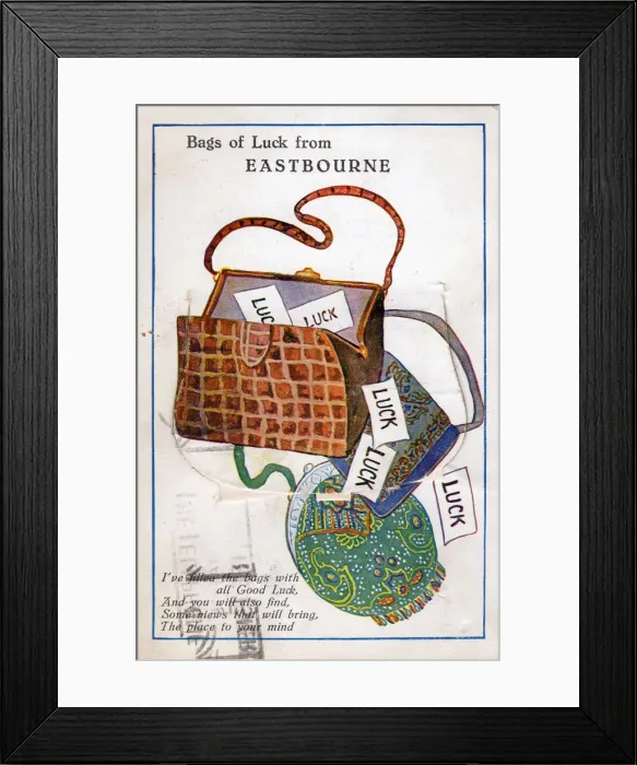 Framed Print : Bags of Luck from Eastbourne, 1932. Creator: Unknown Framed Print : Bags of Luck from Eastbourne, 1932. Creator: Unknown