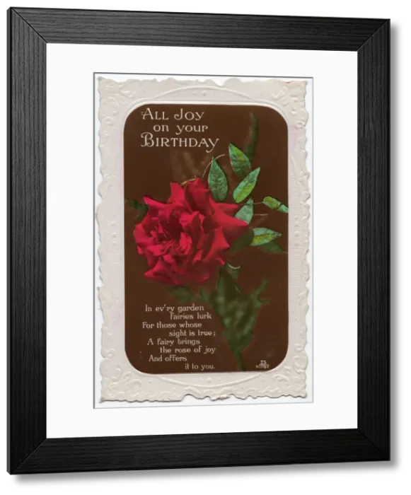 Framed Print : All Joy on your Birthday, 1930s. Creator: Unknown Framed Print : All Joy on your Birthday, 1930s. Creator: Unknown