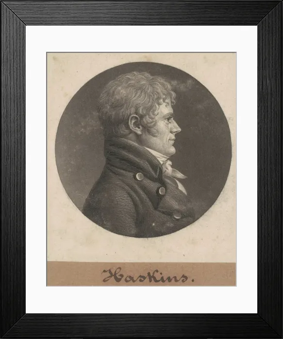 Framed Print : Joseph Haskins, 1803. Creator: Charles Balthazar Julien Fevret de Saint-Memin Framed Print : Joseph Haskins, 1803. Creator: Charles Balthazar Julien Fevret de Saint-Memin