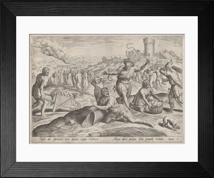 Framed Print : The Taskmaster of the Pharaoh Beating the Israelites, c. 1585. Creator: Johann Sadeler I Framed Print : The Taskmaster of the Pharaoh Beating the Israelites, c. 1585. Creator: Johann Sadeler I
