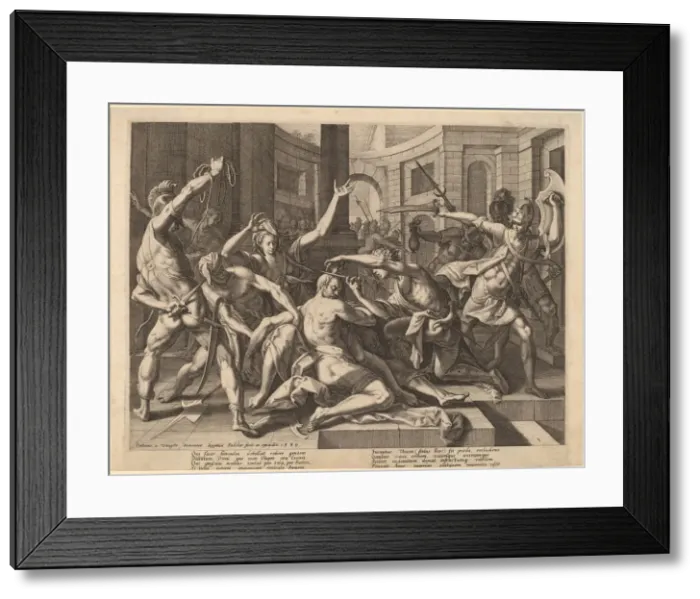 Framed Print : Delilah Cutting Samsons Hair, 1589. Creator: Raphael Sadeler Framed Print : Delilah Cutting Samsons Hair, 1589. Creator: Raphael Sadeler