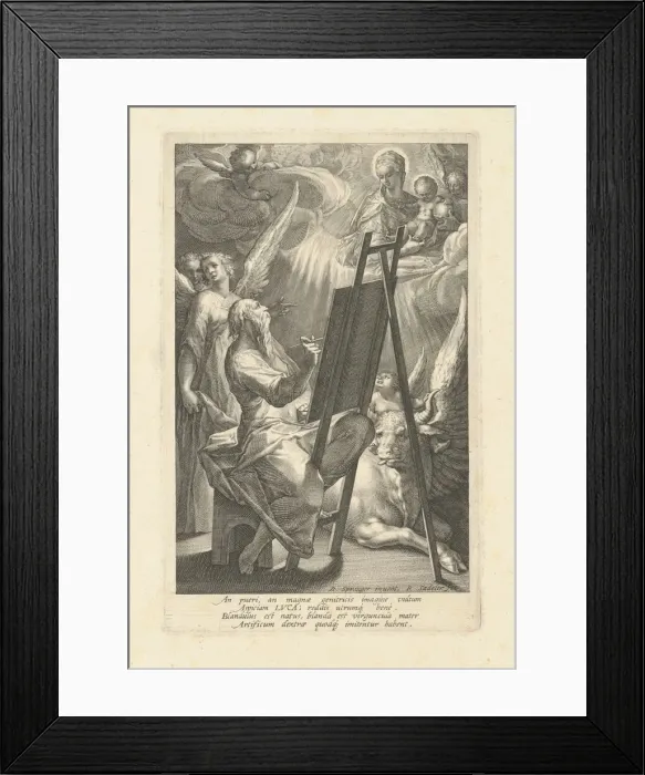 Framed Print : Saint Luke Painting the Virgin, 1580s?. Creator: Raphael Sadeler Framed Print : Saint Luke Painting the Virgin, 1580s?. Creator: Raphael Sadeler