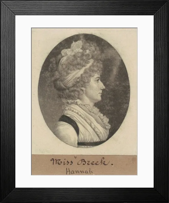 Framed Print : Hannah Breck, 1799. Creator: Charles Balthazar Julien Fevret de Saint-Memin Framed Print : Hannah Breck, 1799. Creator: Charles Balthazar Julien Fevret de Saint-Memin
