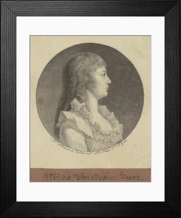 Framed Print : Theodosia Burr, 1796. Creator: Charles Balthazar Julien Fevret de Saint-Memin