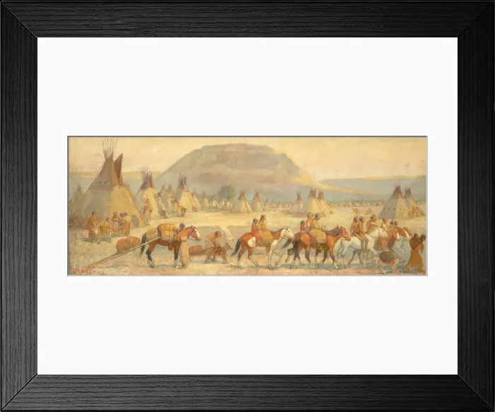 Framed Print : Blackfoot Camp Scene, late 19th-early 20th century. Creator: Edwin Willard Deming Framed Print : Blackfoot Camp Scene, late 19th-early 20th century. Creator: Edwin Willard Deming