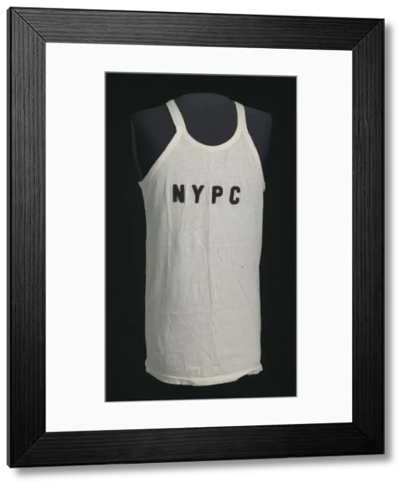 Framed Print : Racing shirt for the New York Pioneer Club worn by Ted Corbitt, 1950s. Creator: Unknown Framed Print : Racing shirt for the New York Pioneer Club worn by Ted Corbitt, 1950s. Creator: Unknown