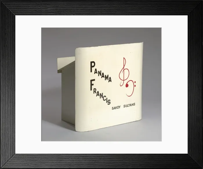Framed Print : Music stand for the Panama Francis Savoy Sultans, ca. 1974 Framed Print : Music stand for the Panama Francis Savoy Sultans, ca. 1974