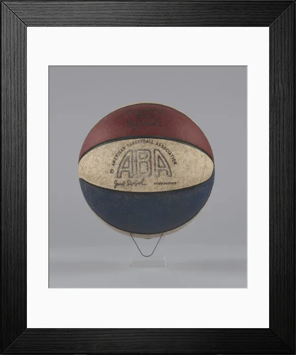 Framed Print : Basketball used in American Basketball Association games, ca. 1967. Creator: Rawlings Framed Print : Basketball used in American Basketball Association games, ca. 1967. Creator: Rawlings