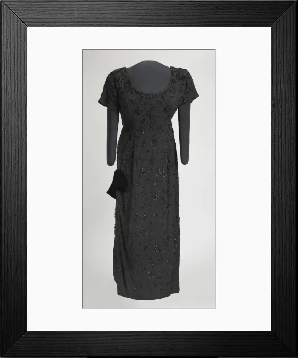 Framed Print : Black beaded dress designed by Zelda Wynn and worn by Ella Fitzgerald, late 1940s Framed Print : Black beaded dress designed by Zelda Wynn and worn by Ella Fitzgerald, late 1940s