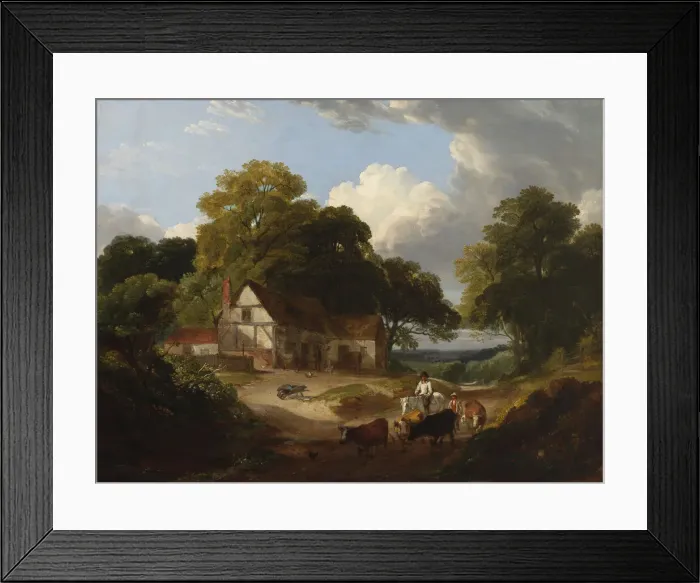 Framed Print : Barnyard Scene, late 18th-early 19th century. Creator: Robert Ladbrooke Framed Print : Barnyard Scene, late 18th-early 19th century. Creator: Robert Ladbrooke