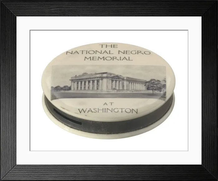 Framed Print : Keepsake pocket bank for the National Negro Memorial, ca. 1926. Creator: Unknown Framed Print : Keepsake pocket bank for the National Negro Memorial, ca. 1926. Creator: Unknown