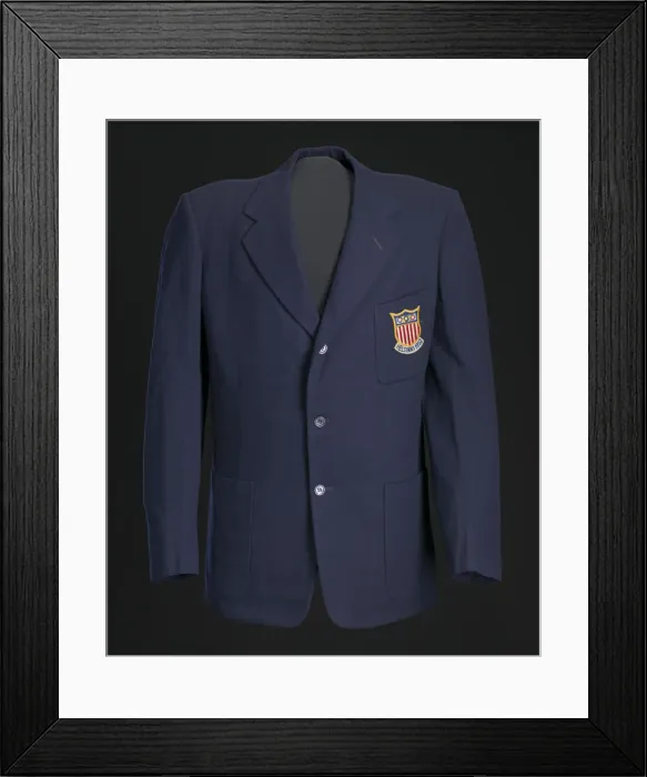 Framed Print : Blazer, tie, and belt worn by Ted Corbitt for the 1952 Helsinki XV Olympics, 1952