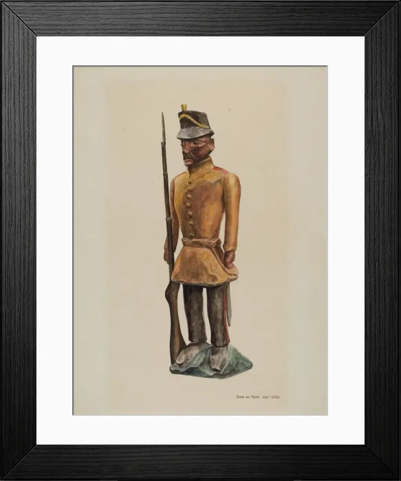 Framed Print : Carved Soldier, c. 1939. Creator: Samuel W. Ford Framed Print : Carved Soldier, c. 1939. Creator: Samuel W. Ford