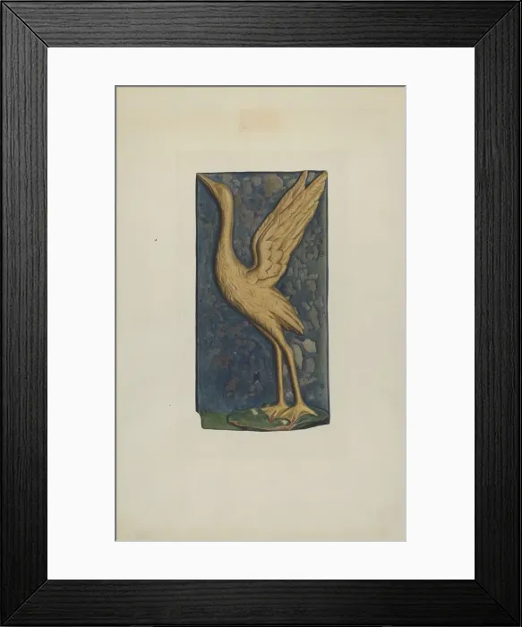 Framed Print : Carved Stork, c. 1938. Creator: Betty Fuerst Framed Print : Carved Stork, c. 1938. Creator: Betty Fuerst