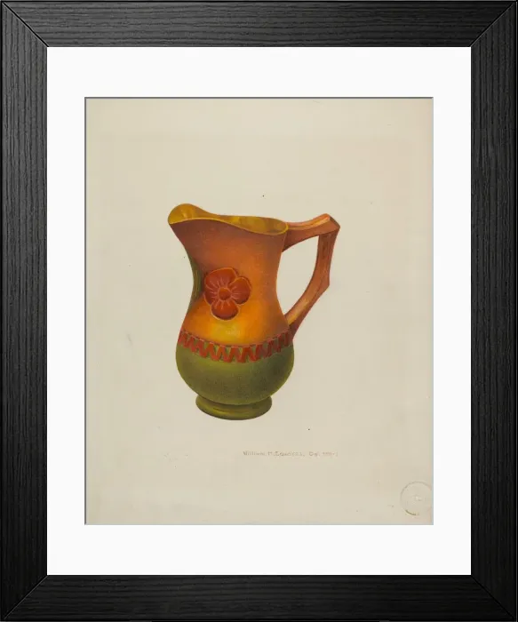 Framed Print : Carved Wooden Pitcher, c. 1940. Creator: William H Edwards Framed Print : Carved Wooden Pitcher, c. 1940. Creator: William H Edwards