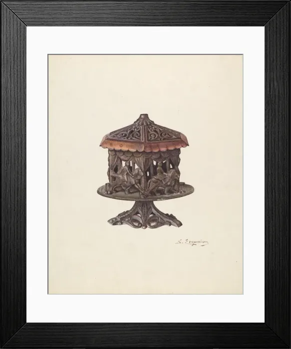 Framed Print : Cast Iron Bank: Merry go Round, c. 1940. Creator: Sarkis Erganian Framed Print : Cast Iron Bank: Merry go Round, c. 1940. Creator: Sarkis Erganian