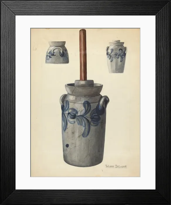 Framed Print : Butter Churn, c. 1936. Creator: Yolande Delasser
