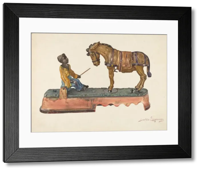 Framed Print : Cast Iron Mule Bank, c. 1941. Creator: Sarkis Erganian Framed Print : Cast Iron Mule Bank, c. 1941. Creator: Sarkis Erganian