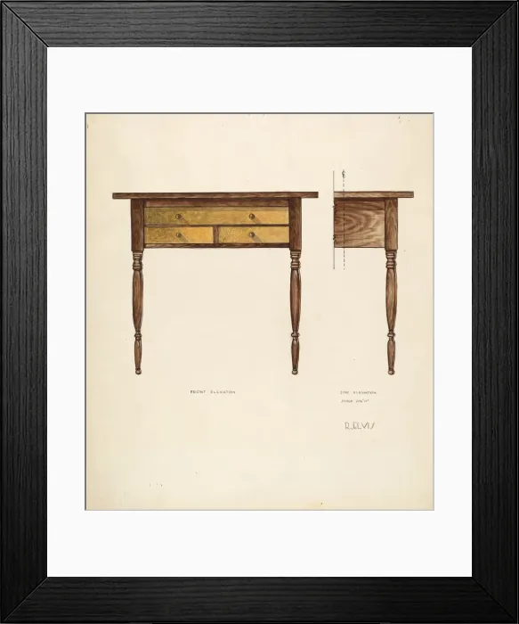 Framed Print : Bishop Hill: Table, 1936. Creator: Roberta Elvis Framed Print : Bishop Hill: Table, 1936. Creator: Roberta Elvis