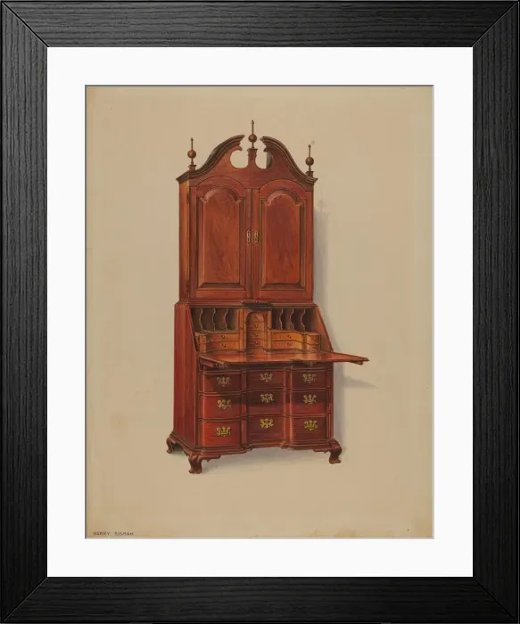 Framed Print : Block-front Desk, c. 1937. Creator: Harry Eisman Framed Print : Block-front Desk, c. 1937. Creator: Harry Eisman
