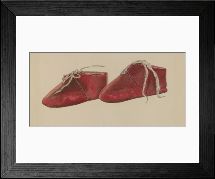 Framed Print : Babys Shoe, c. 1937. Creator: William Frank Framed Print : Babys Shoe, c. 1937. Creator: William Frank